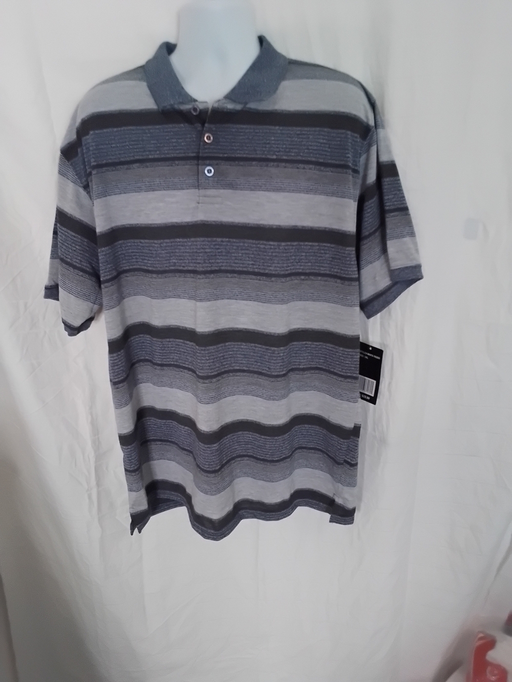 Men's Short-Sleeve Striped Polo Shirt - Gray/Charcoal